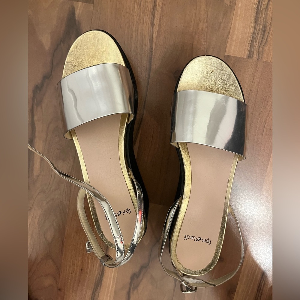 Black and Metallic Platfom Sandals